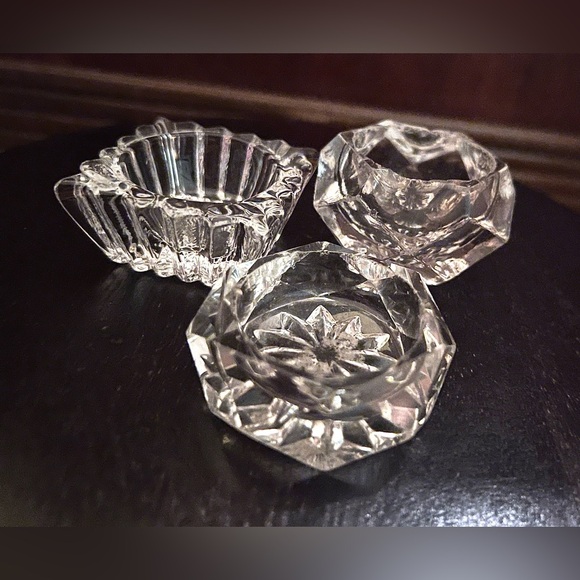 Vintage Crystal Salt Cellar set of 3 - Picture 1 of 5